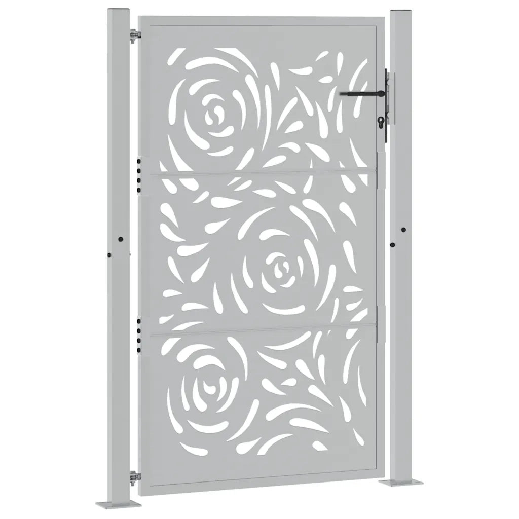 Cancello da Giardino 105x155 cm Acciaio Corten Design a Fiamma