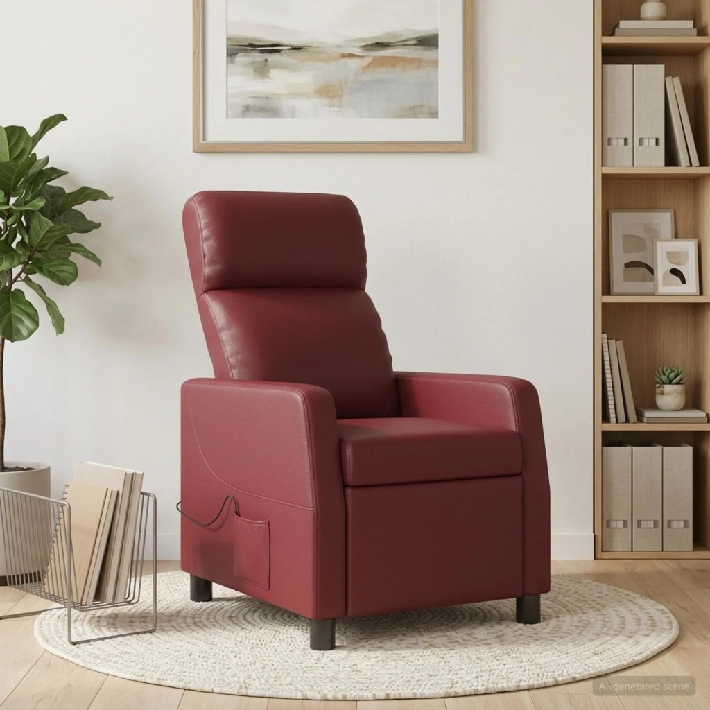 Divano Sedia-Poltrona Massaggiante Rosso Vino Similpelle 603155