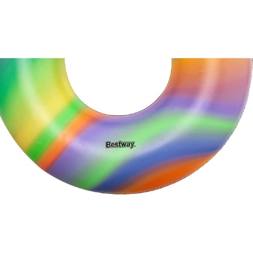 Trade Shop - Salvagente Fashion Rainbow Stampa Multicolore 119 Cm Con Maniglie Piscina 36352 -