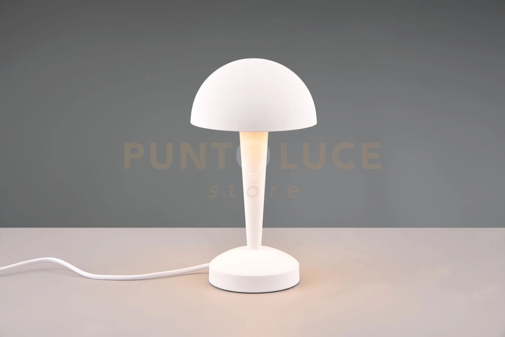 CANARIA LAMPADA DA TAVOLO METALLO BIANCO TOUCH CON LAMPADINE DIMMERABILE INCLUSA ATTACCO E14  4,9W 470lm, 3000K H. 26,5CM