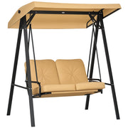 Dondolo da Giardino 2 Posti ¨C zephmum ¨C Tessuto Beige e Acciaio 145x116x172 cm