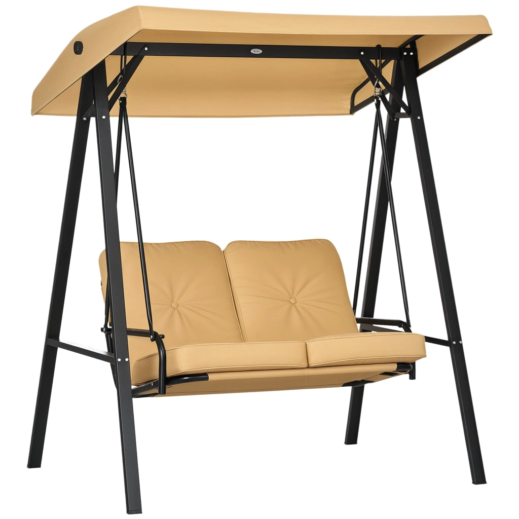 Dondolo da Giardino 2 Posti ¨C zephmum ¨C Tessuto Beige e Acciaio 145x116x172 cm