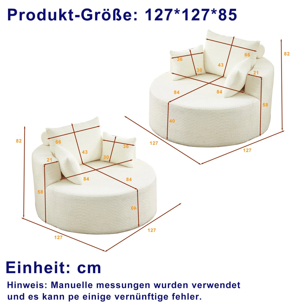 Poltrona modulare in chenille senza montaggio per soggiorno e camera da letto beige 44 kg