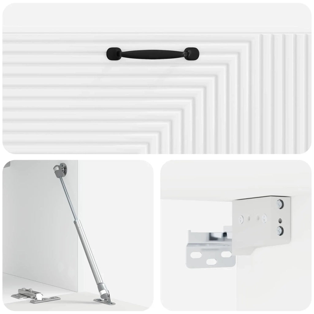 Mobile Porta TV da Muro Bianco Lucido 98 x 31 x 30 cm 898729