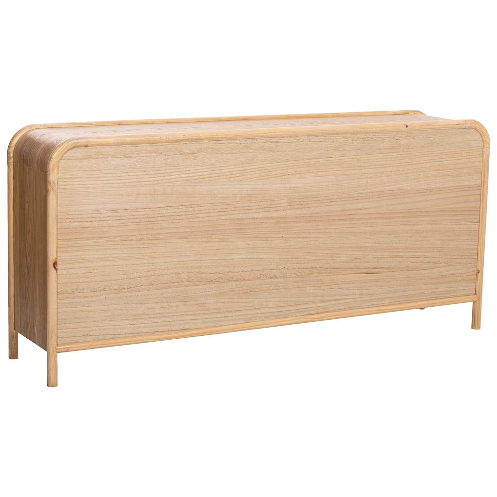 Credenza in legno e rattan marrone 180x40x82h cm