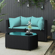 Set Divani da Giardino 3 pz con Cuscini Nero in Polyrattancod mxl 130079