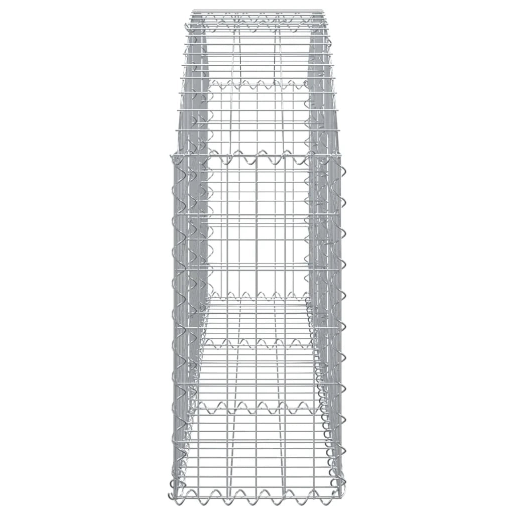 Cesto gabbione recinzione a gabbia muro di contenimento ad arco 150 x 30 x 60/80 cm ferro zincato argento 02_0039978