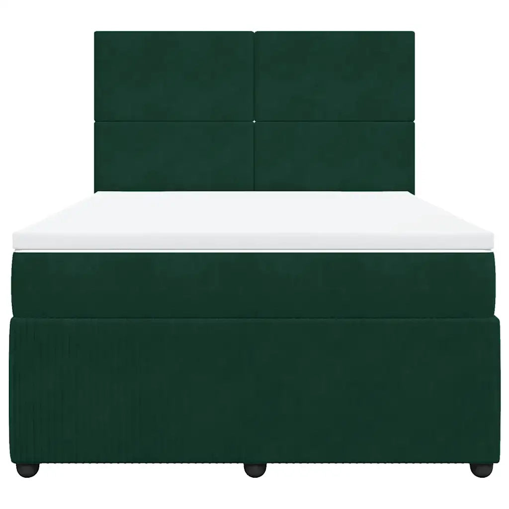 Giroletto a Molle con Materasso Verde Scuro 160x200 cm Velluto