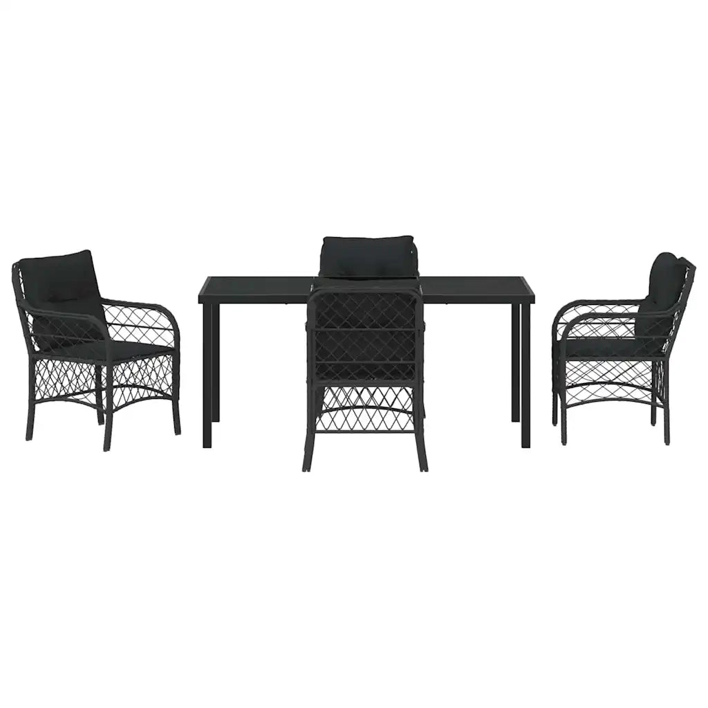 Set da Pranzo per Giardino con cuscino 5 pcs Nero polyrattan 3380207