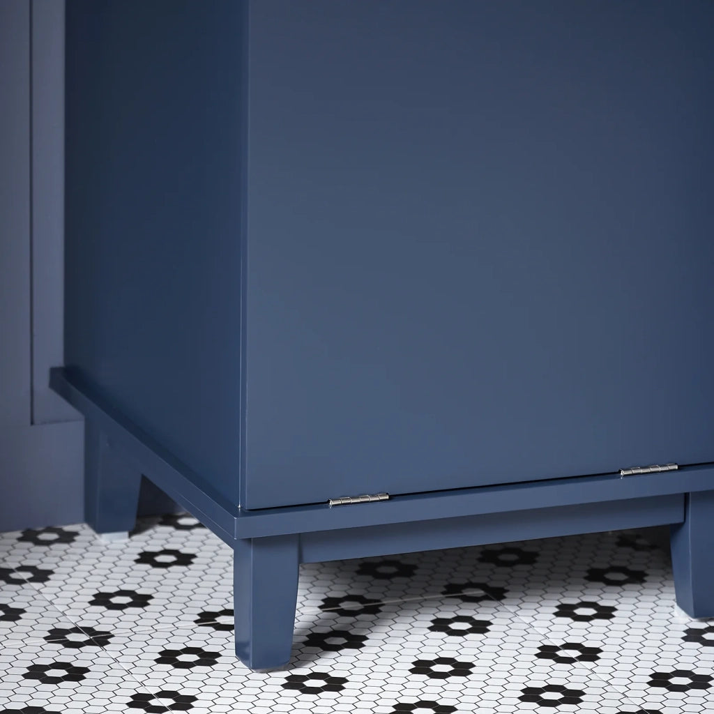 Mobile Lavanderia Con Sacco Portabiancheria Pieghevole Cesto Portabiancheria Mobile Bagno Blu, 40x40x96cm, BZR114-B SoBuy