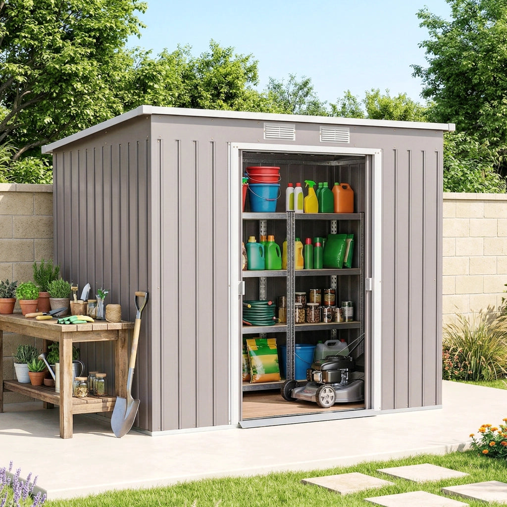 Casetta da Giardino ¨C Zephmum ¨C Grigio Chiaro 213x130x172 cm