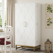 Credenza 60x40x130 cm con ripiani regolabili in pannello di particelle bianco