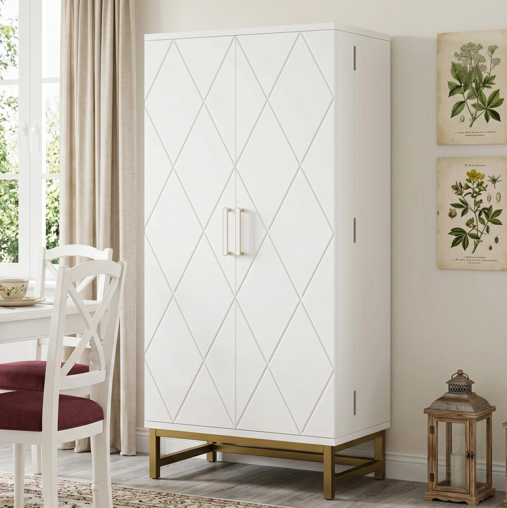 Credenza 60x40x130 cm con ripiani regolabili in pannello di particelle bianco