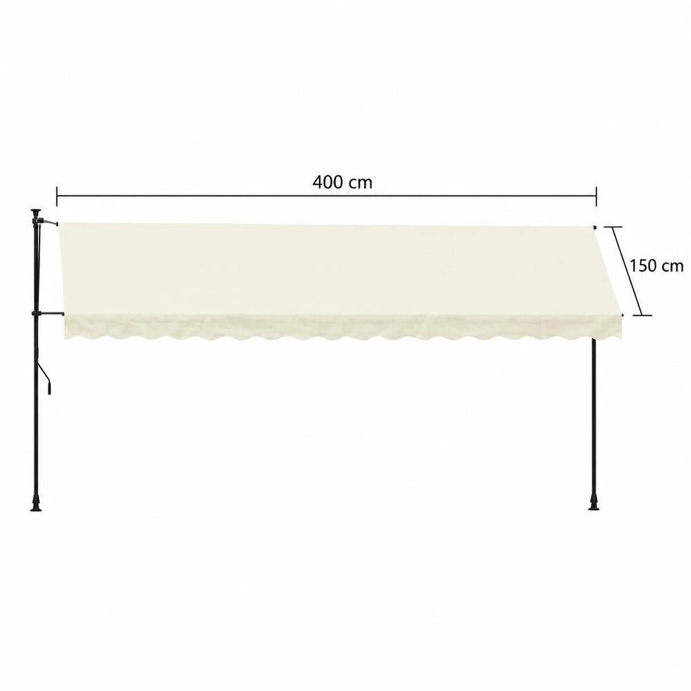 Retractable Awning, Cream, 400x150 Cm, Fabric And Steel