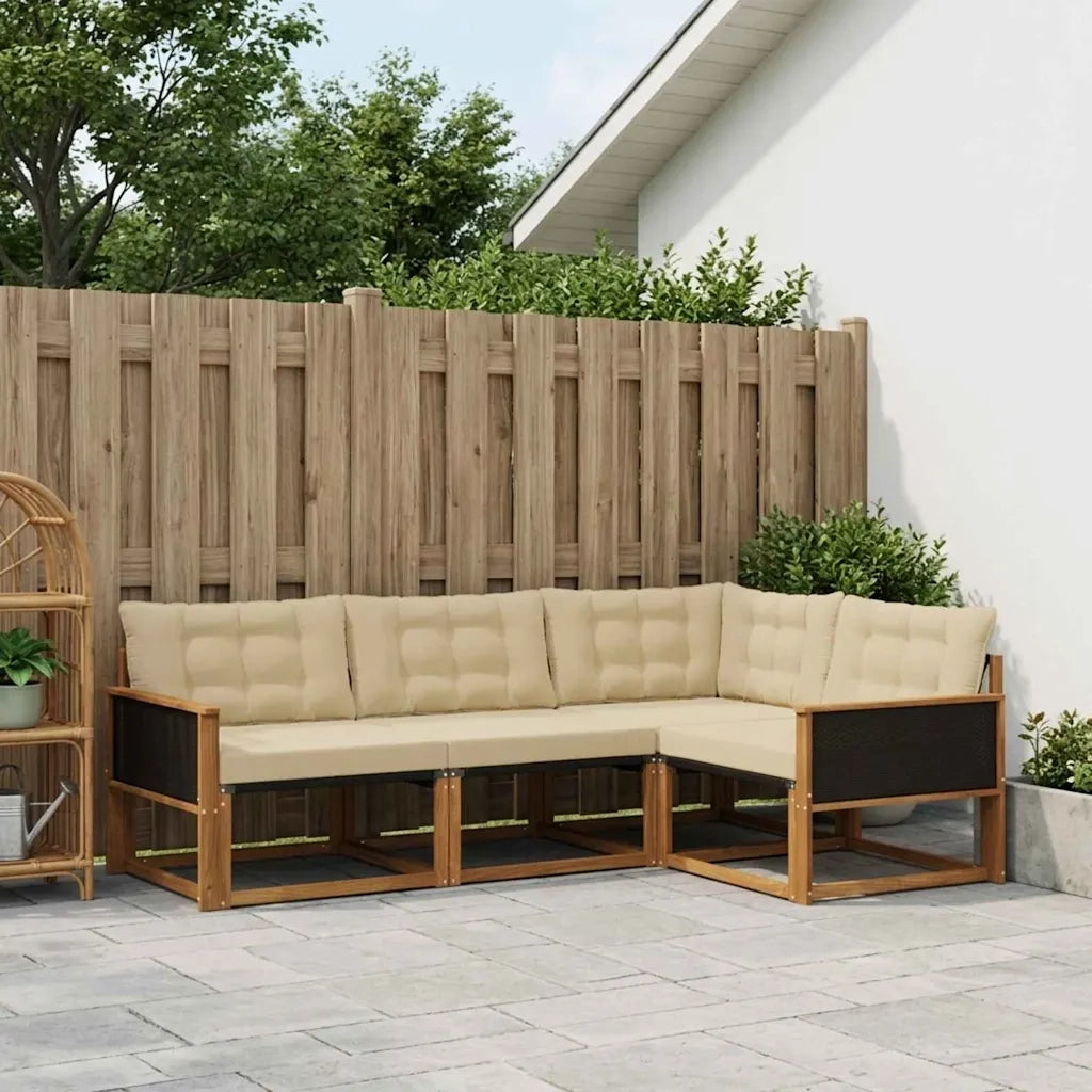 Set di divani da esterno con cuscino 4 pcs Naturale e Beige 3381385