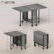 TAVOLO DA PRANZO PIEGHEVOLE PER 6 PERSONE MAX CON RIPIANO, IN LEGNO E METALLO, 130X80X74 CM, GRIGIO