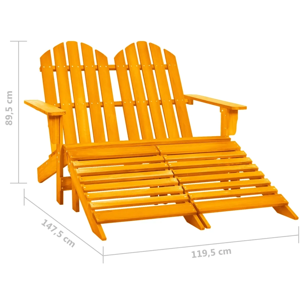 Sedia da Giardino a 2 Posti con Pouf Legno di Abete Arancione 315918