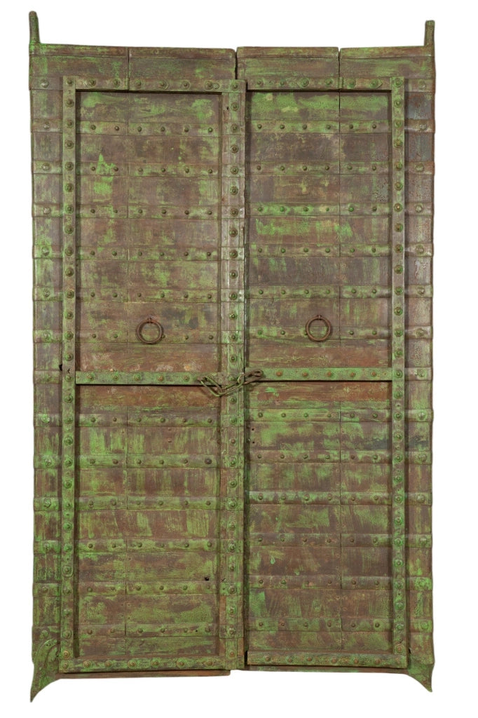 Biscottini Porta portone in legno massello e ferro da interno o da esterno vecchia e antica medievale scorrevole
