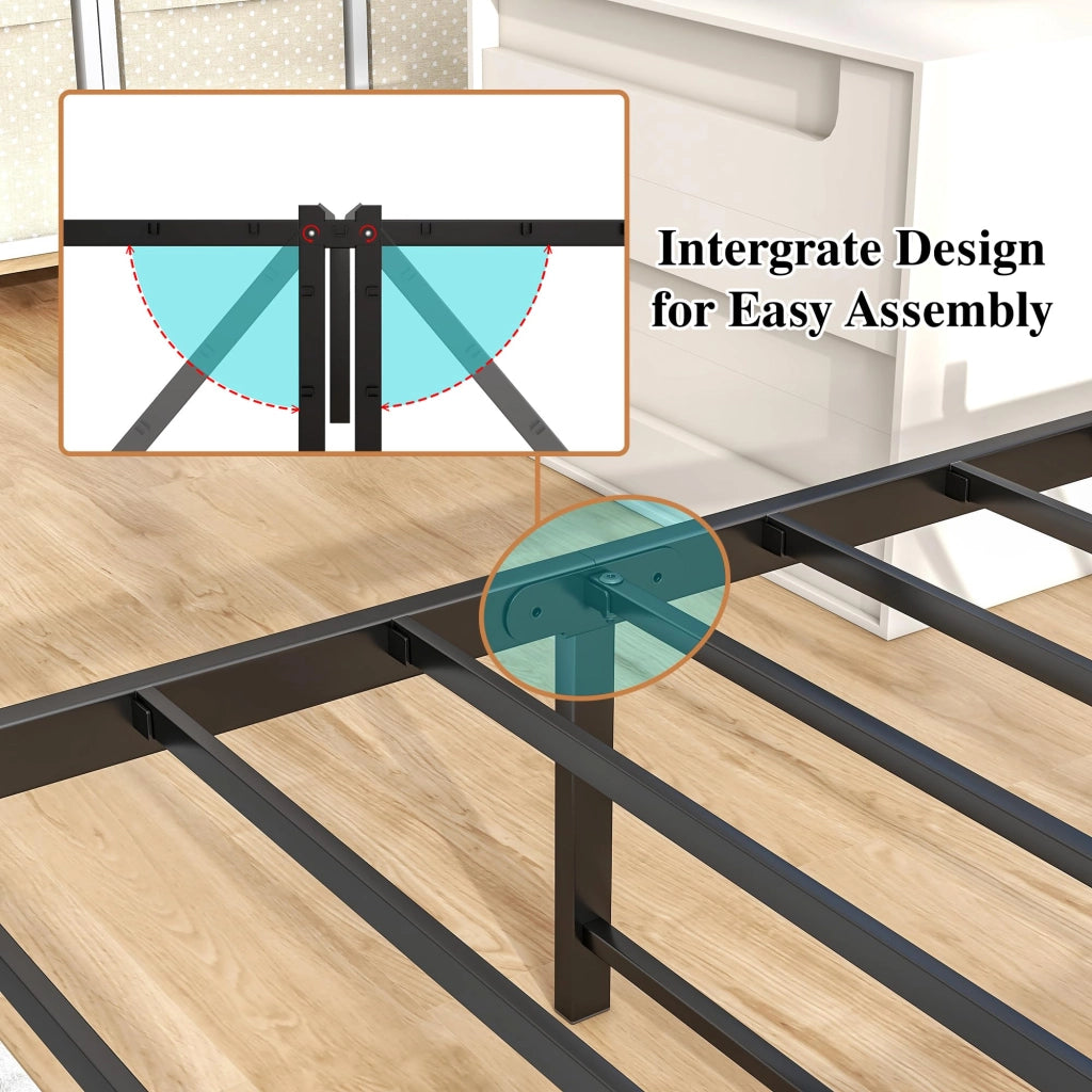 LETTO Singolo 90x200 cm in MDF e metallo con rete a doghe e vano sottoletto marrone