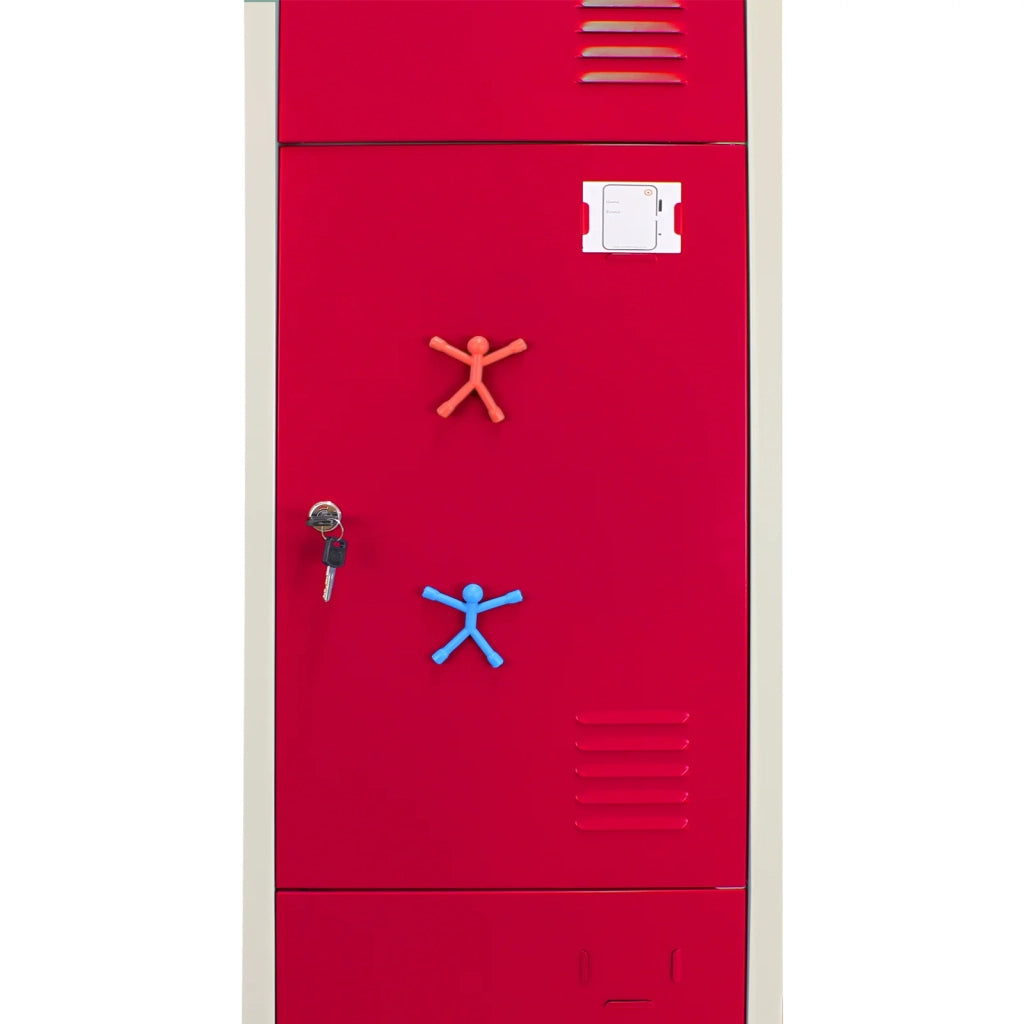 3 Armadietti da Montare con 3 Porte Rosse in Acciaio per Scuole e Palestre