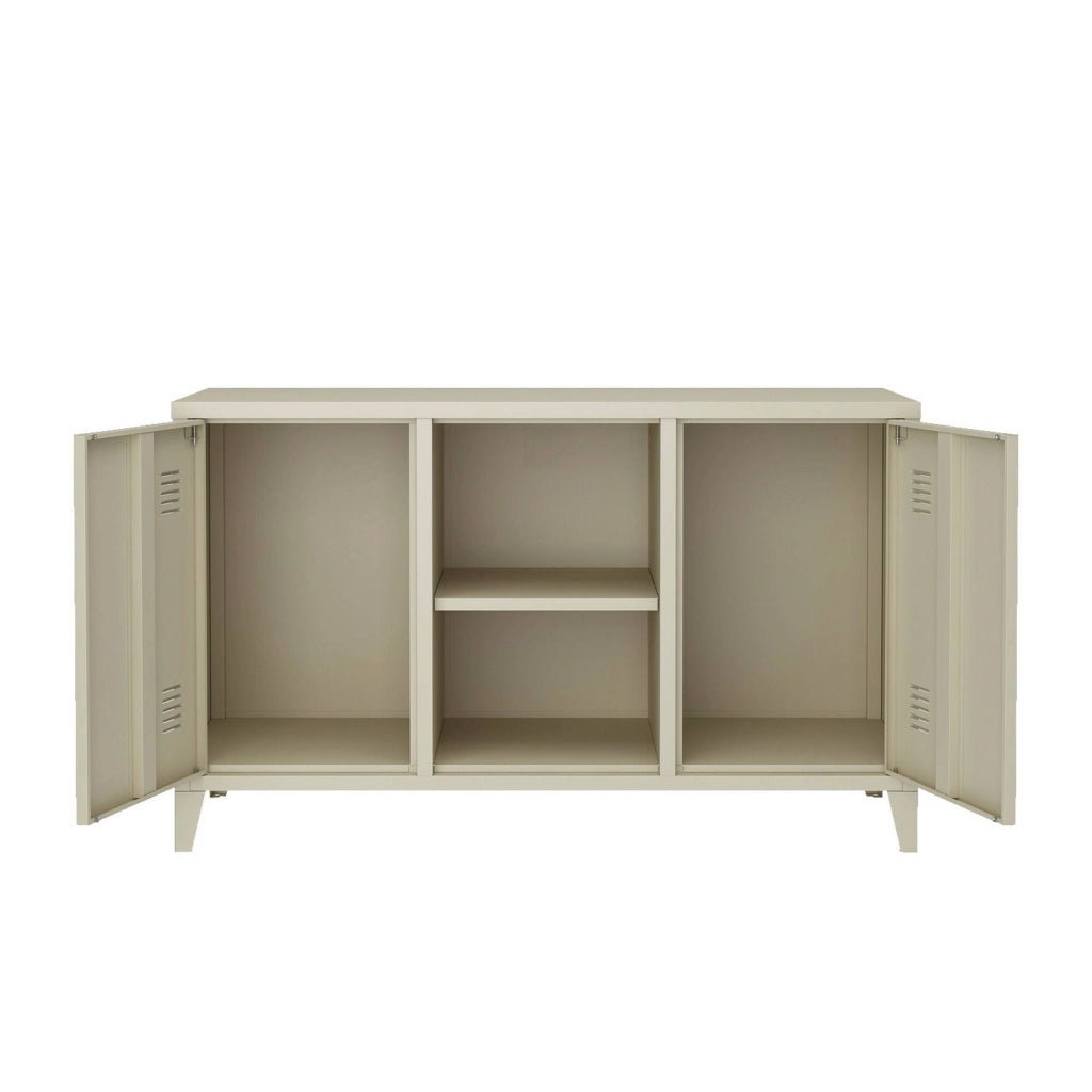 Credenza Friddi, Buffet da soggiorno, Madia da salotto, Dispensa da cucina, 120x40 h73 cm, Panna