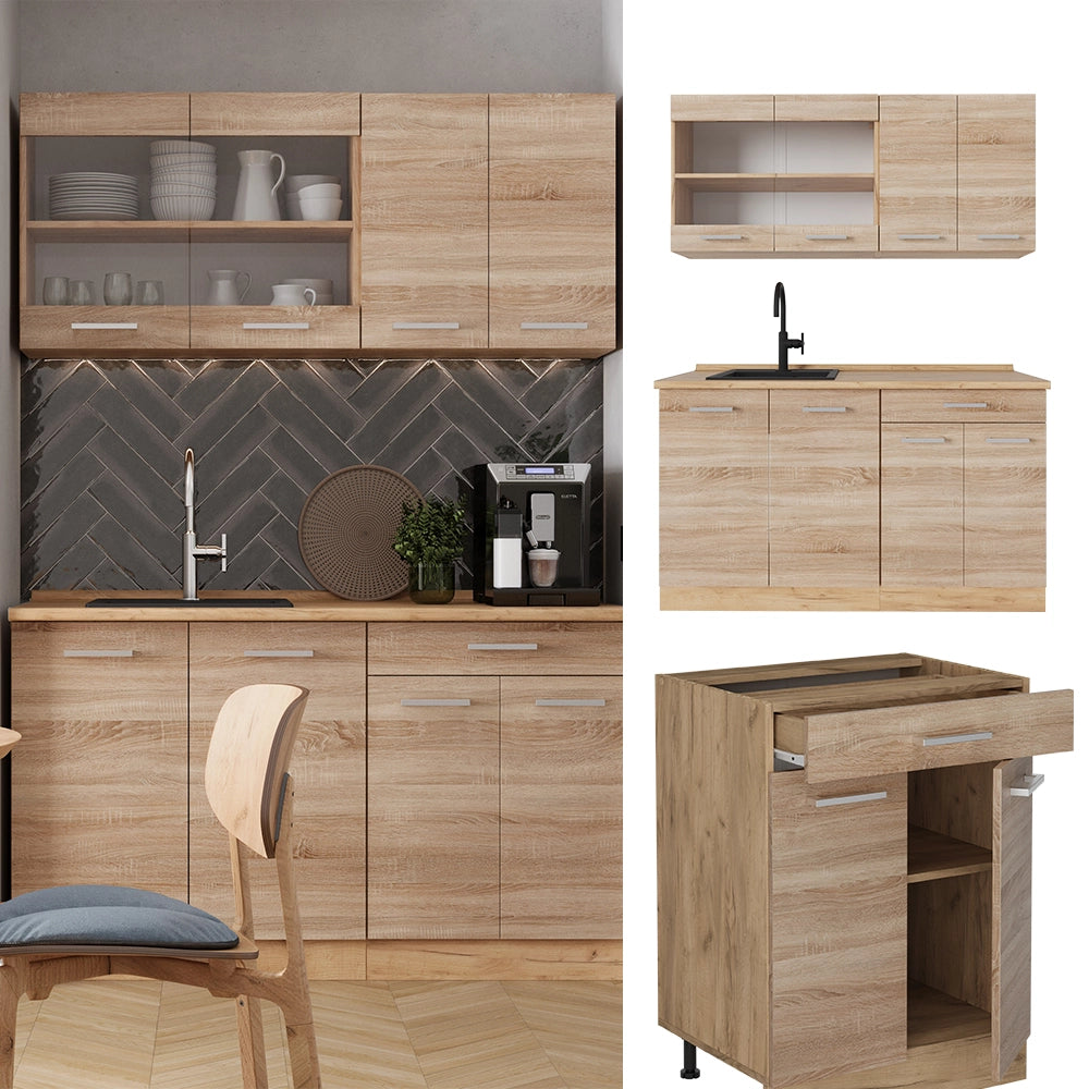 Vicco Cucina monoblocco Rovere Sonoma/Goldkraft 140 cm , PL Rovere