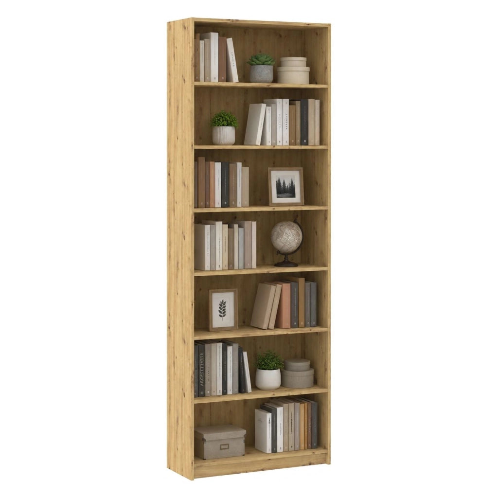 Biblioteca Lika, Libreria 6 Ripiani, 80x33x234h cm Marrone Rovere Nodi