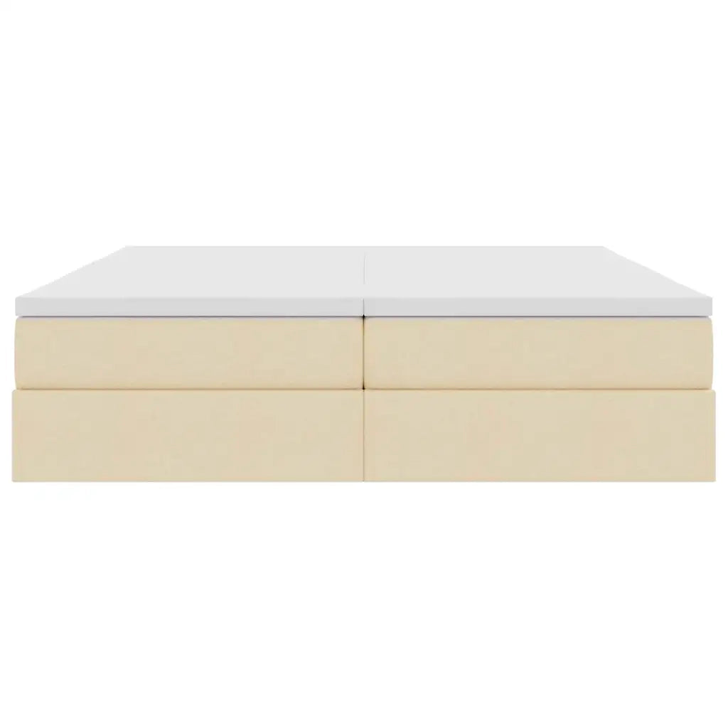 Letto con contenitore e materasso Crema 200 x 200 cm Poliestere