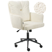 Sedia da ufficio in tessuto Boucle Struttura in metallo Funzione girevole Inclinazione Altezza regolabile Mobili da ufficio Bianco sporco