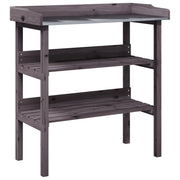 Tavolo Piante Ripiani Grigio 78x38x,82,5cm Legno Massello Abete CFW3098983