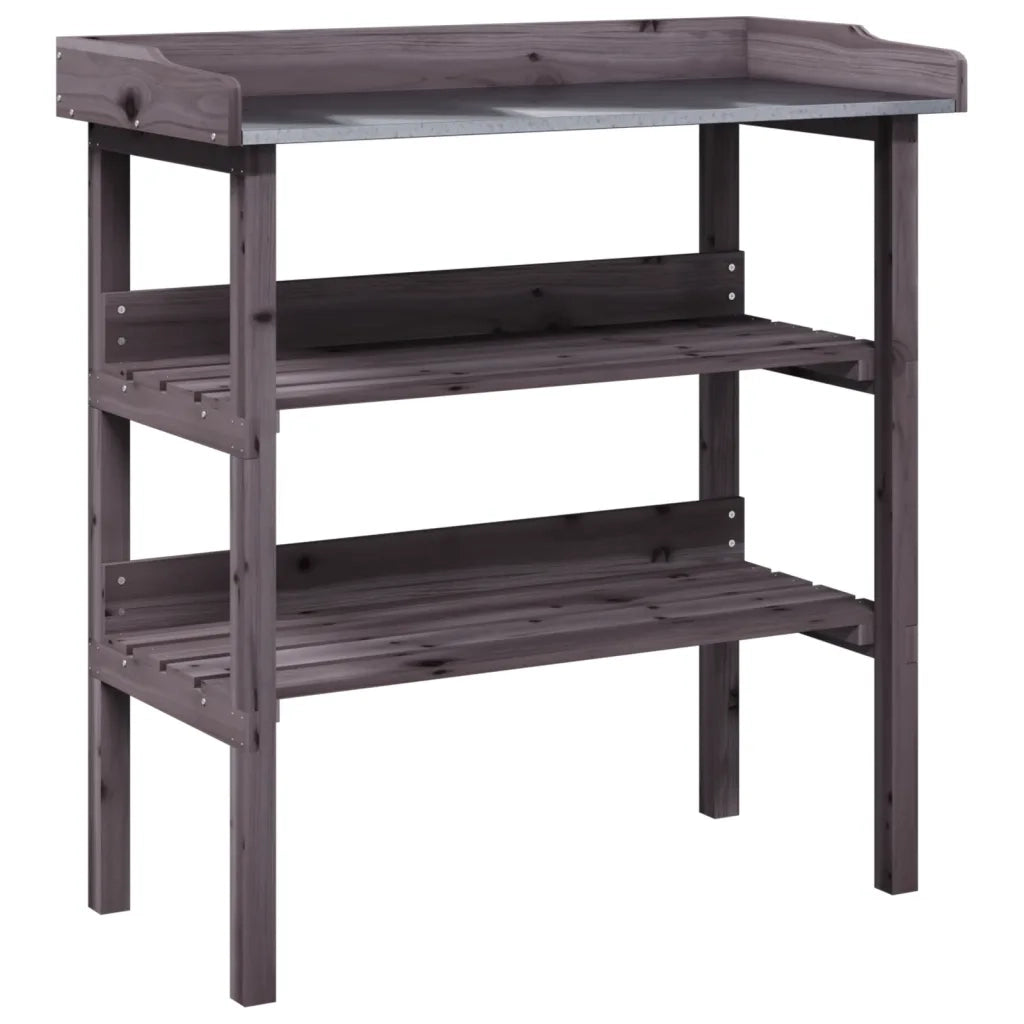 Tavolo Piante Ripiani Grigio 78x38x,82,5cm Legno Massello Abete CFW3098983