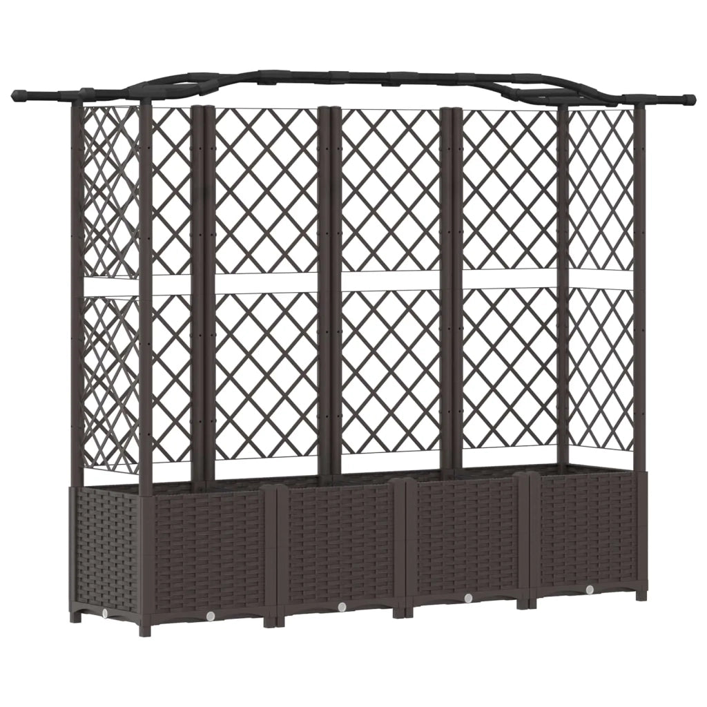 Letto Rialzato con Griglia e Tetto Marrone 204 x 40 x 141 cm PP