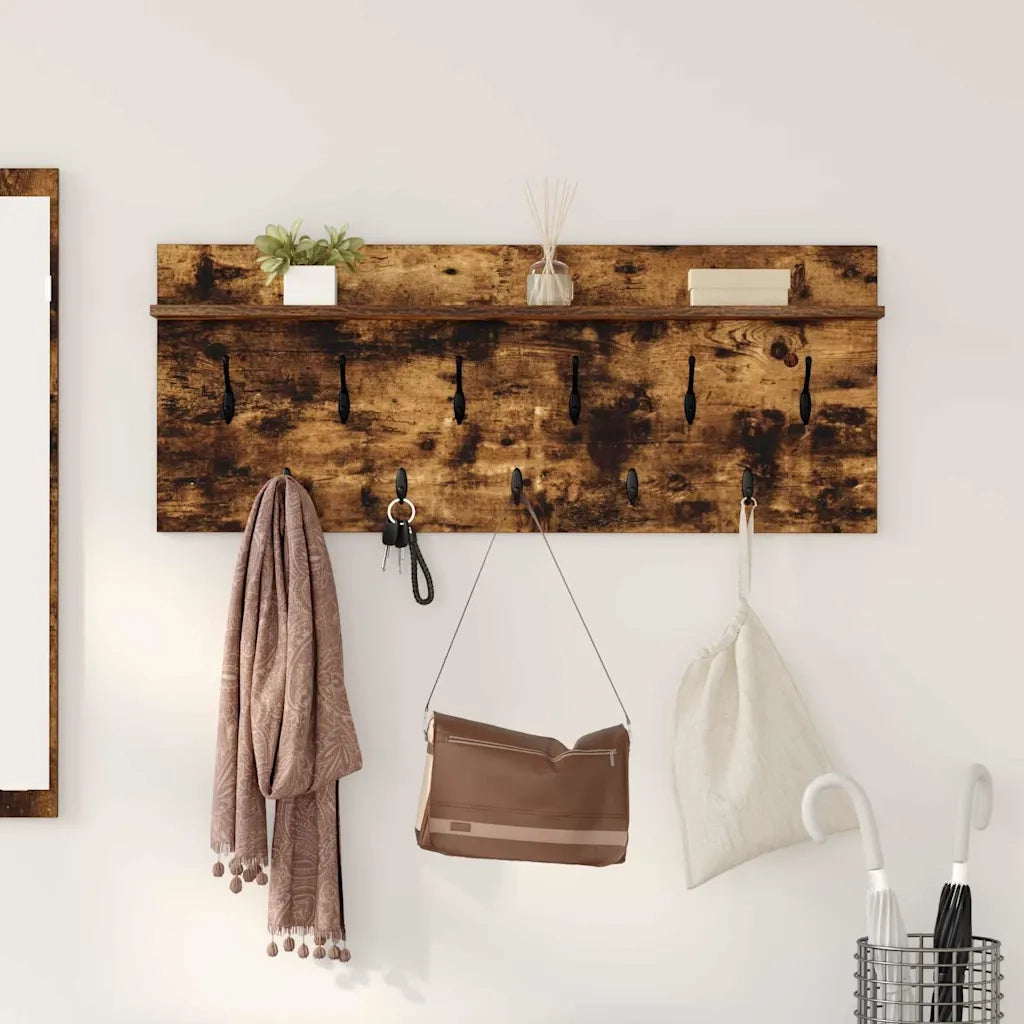 vidaXL Appendiabiti a muro Rovere fumo Legno multistrato