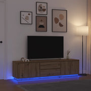 Mobile Porta TV con Luci LED Rovere Artigianale 193,5x41x50 cm 3328443
