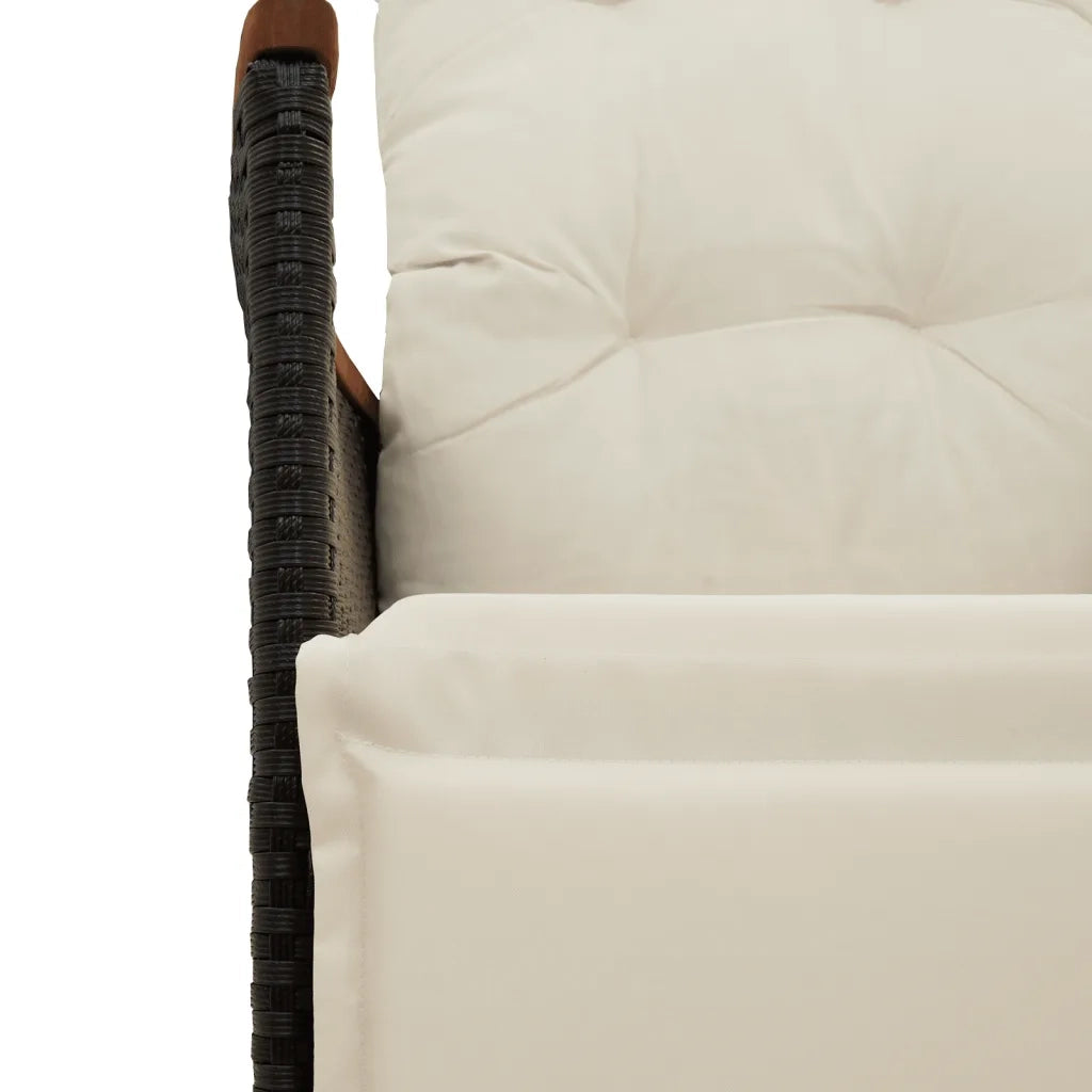 Set da BistrÃ² da Giardino 7 pz con Cuscini Nero in Polyrattan