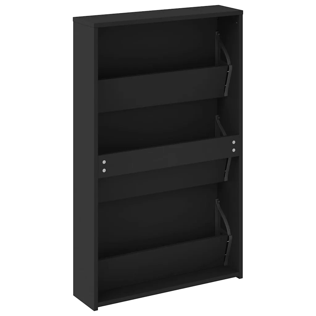 Scarpiera con Specchio a 3 Ripiani Nera 63x17x102,5 cm 342635