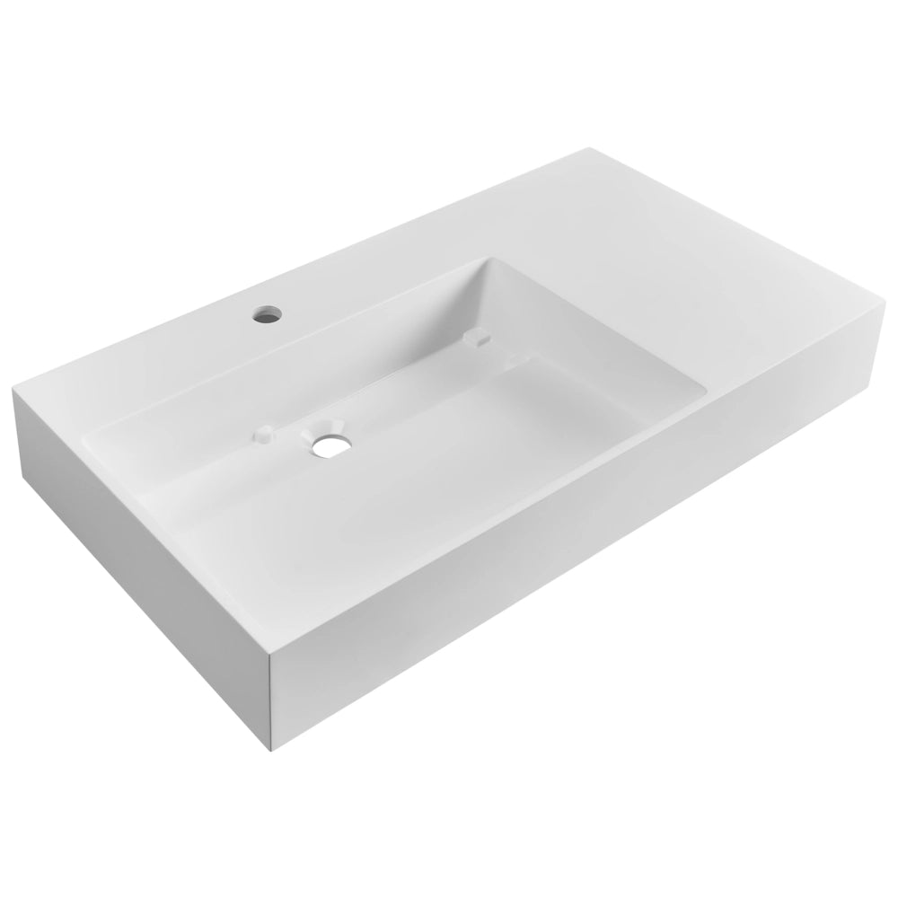 Lavabo bagno rettangolare in ceramica bianco 90 x 48 cm Lavello da bagno rettangolare
