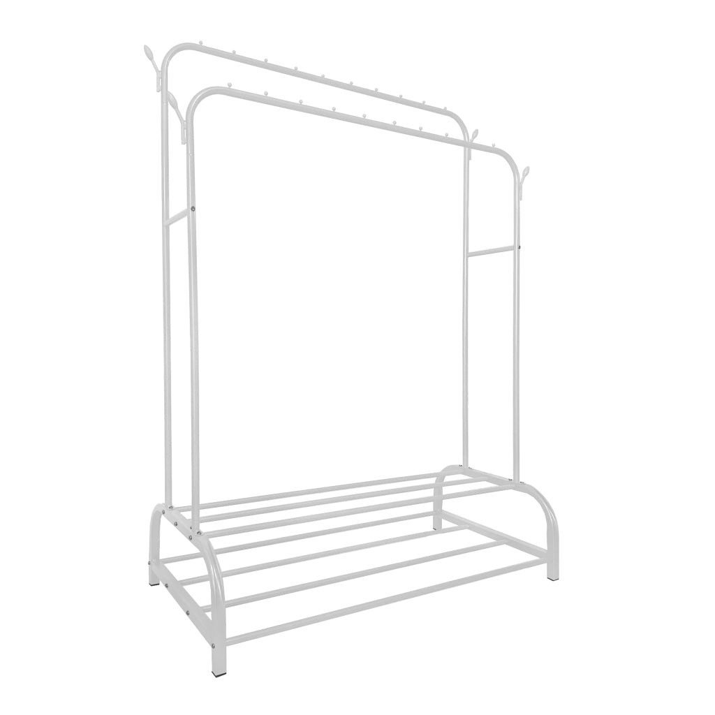 Appendiabiti Donkey Premium Maxi a 2 Stand Nyana Home 157x110x56 cm, 2 ripiani sospesi, 4 ganci laterali, 2 ripiani inferiori Bianco.