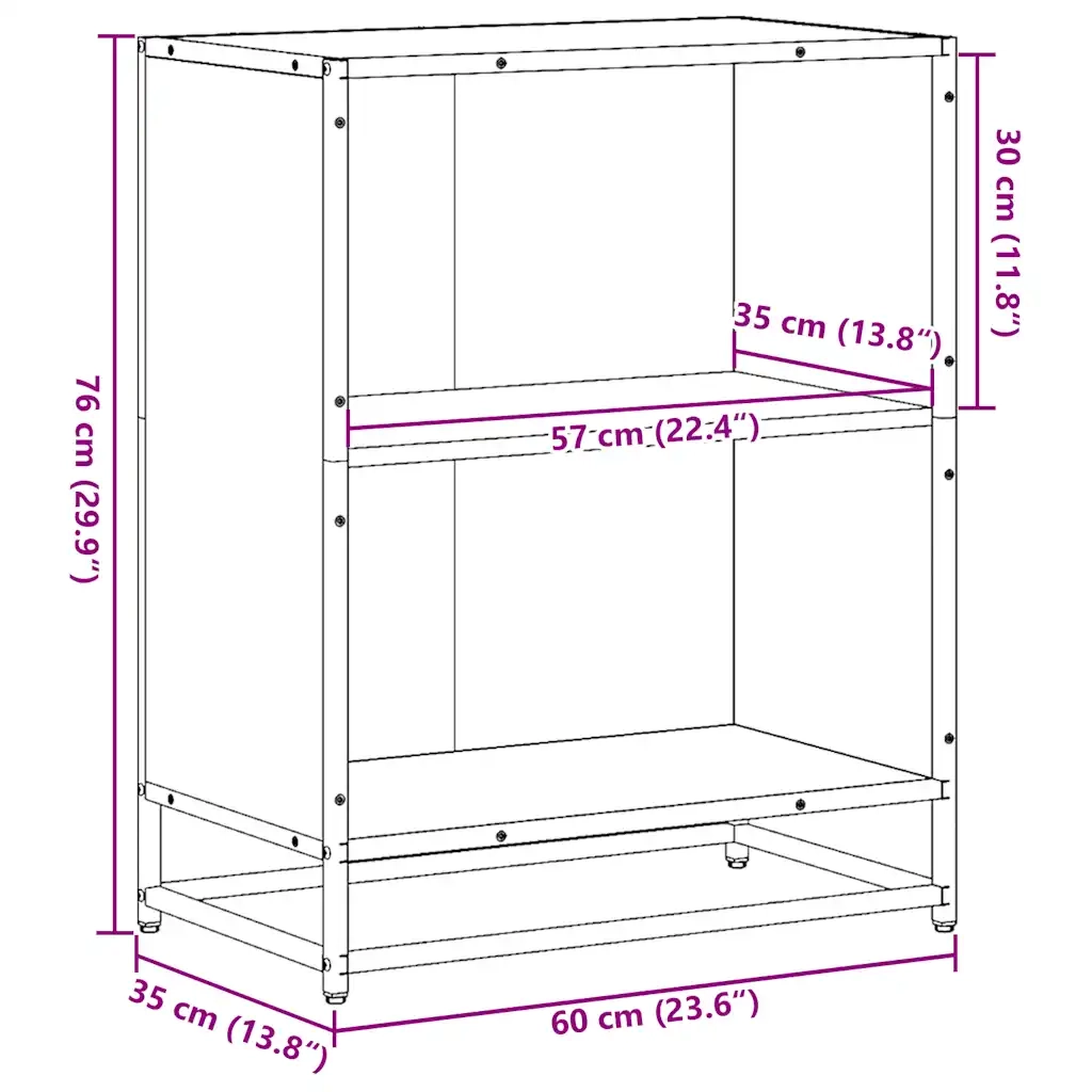 Libreria-Scaffale per Libri-Mobile di Stoccaggio Rovere Sonoma 60x35x76 cm in Legno Multistrato