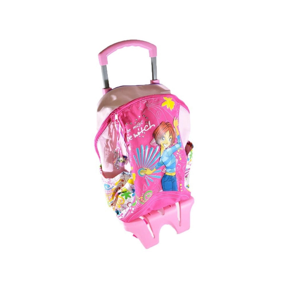 Trade Shop - Zaino Trolley Big Witch Rosa E Fucsia Schienale Imbottito Con Manico Estraibile -