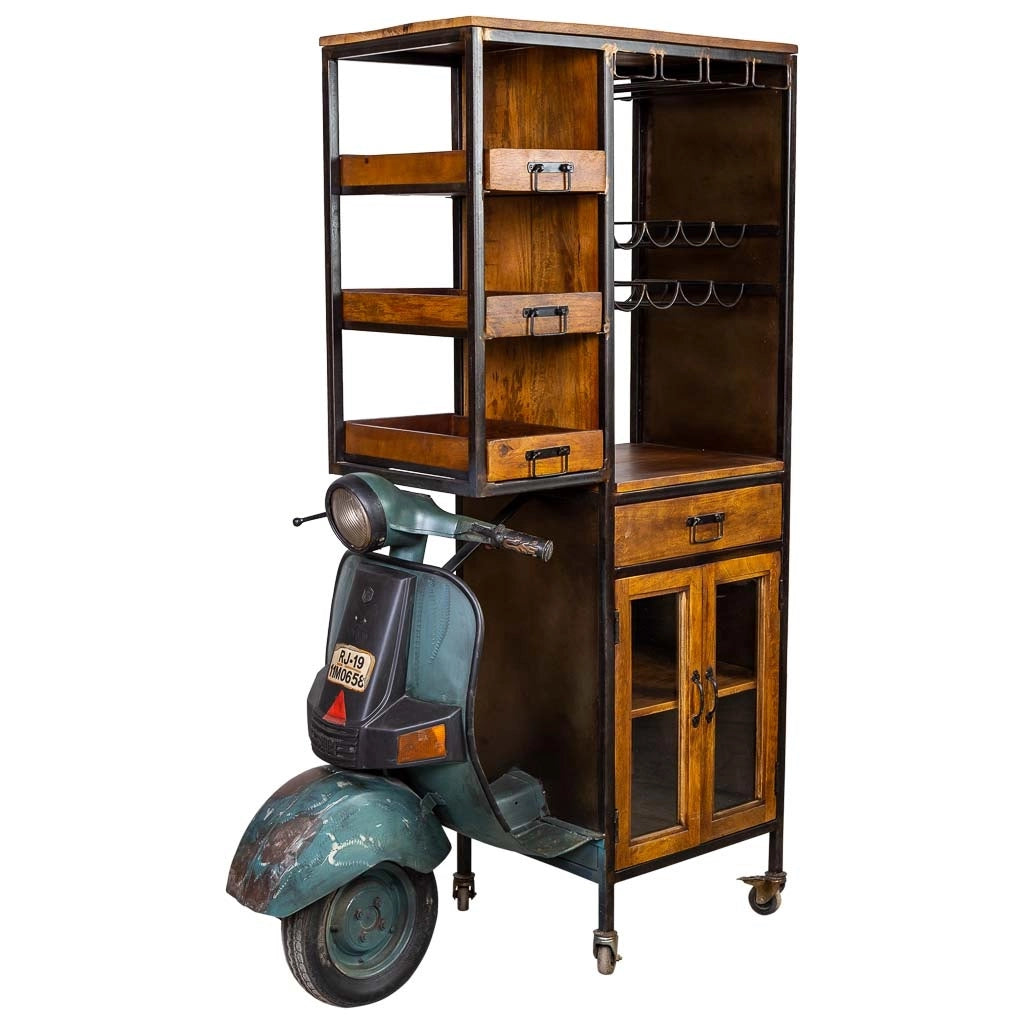 Moto mensola portabottiglie marrone 140x67x194