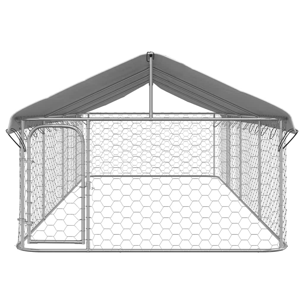 Cuccia/gabbia/recinto per animali domestici da esterno con tetto 600 x 200 x 150 cm Argento 02_0041911