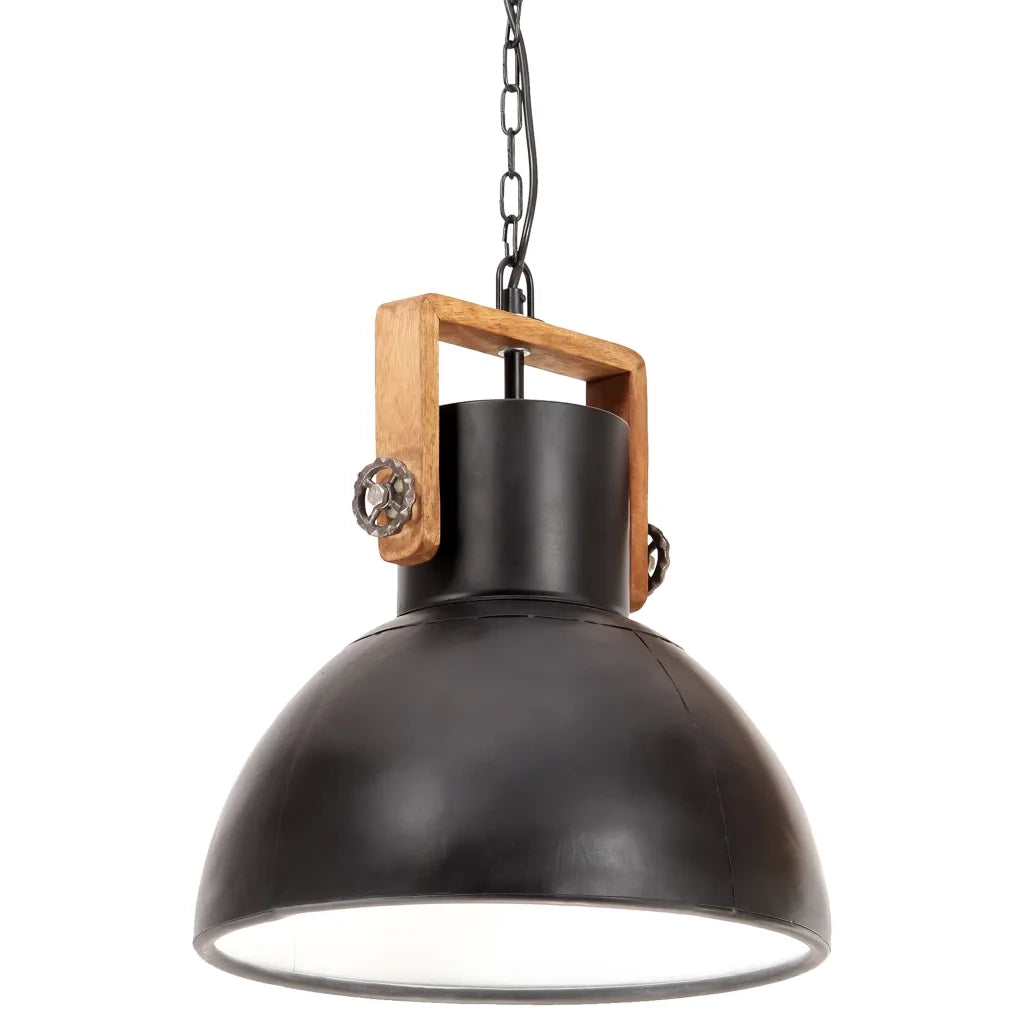 Lampada a Sospensione Industriale 25 W Nera Rotonda 40 cm E27 320535