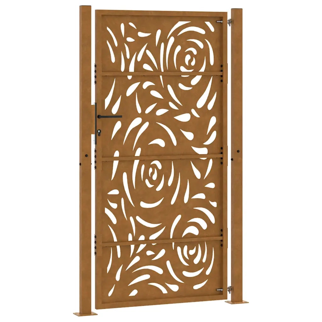 Cancello da Giardino 105x180 cm Acciaio Corten Design a Fiamma
