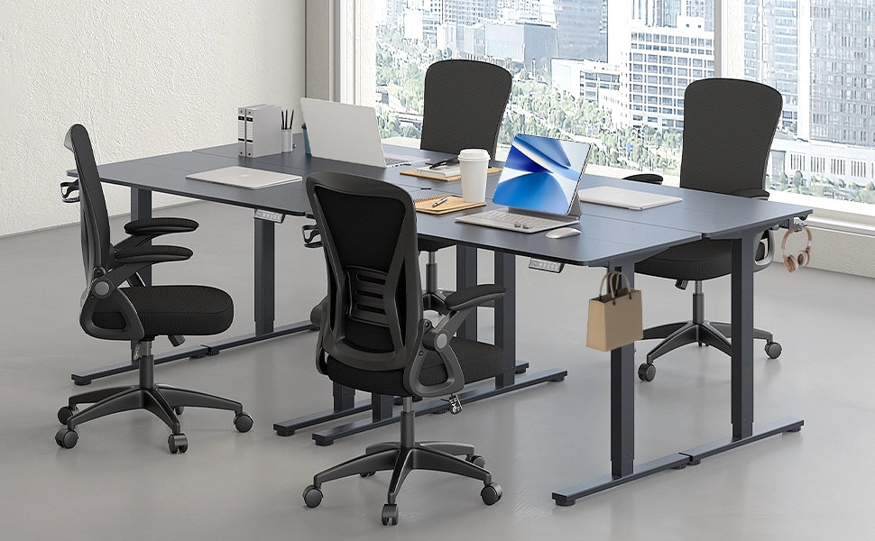 Scrivania elettrica regolabile in altezza, 120x60cm,  Smart Desk con funzione di memoria a 3 posizioni, con ganci, nero