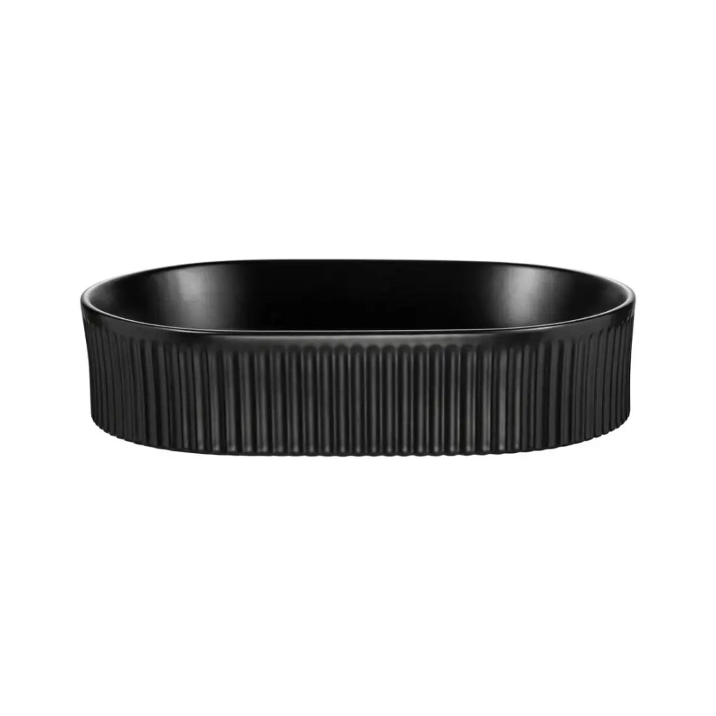 Lavabo ovale da appoggio 48x33 cm nero opaco con piletta clic-clac nera inclusa