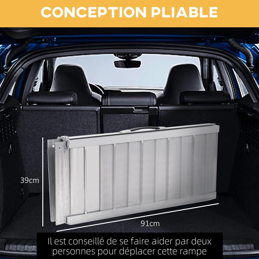 Rampa pieghevole per sedia a rotelle ¨C Xylo ¨C Alluminio antiscivolo 91x74cm 270kg