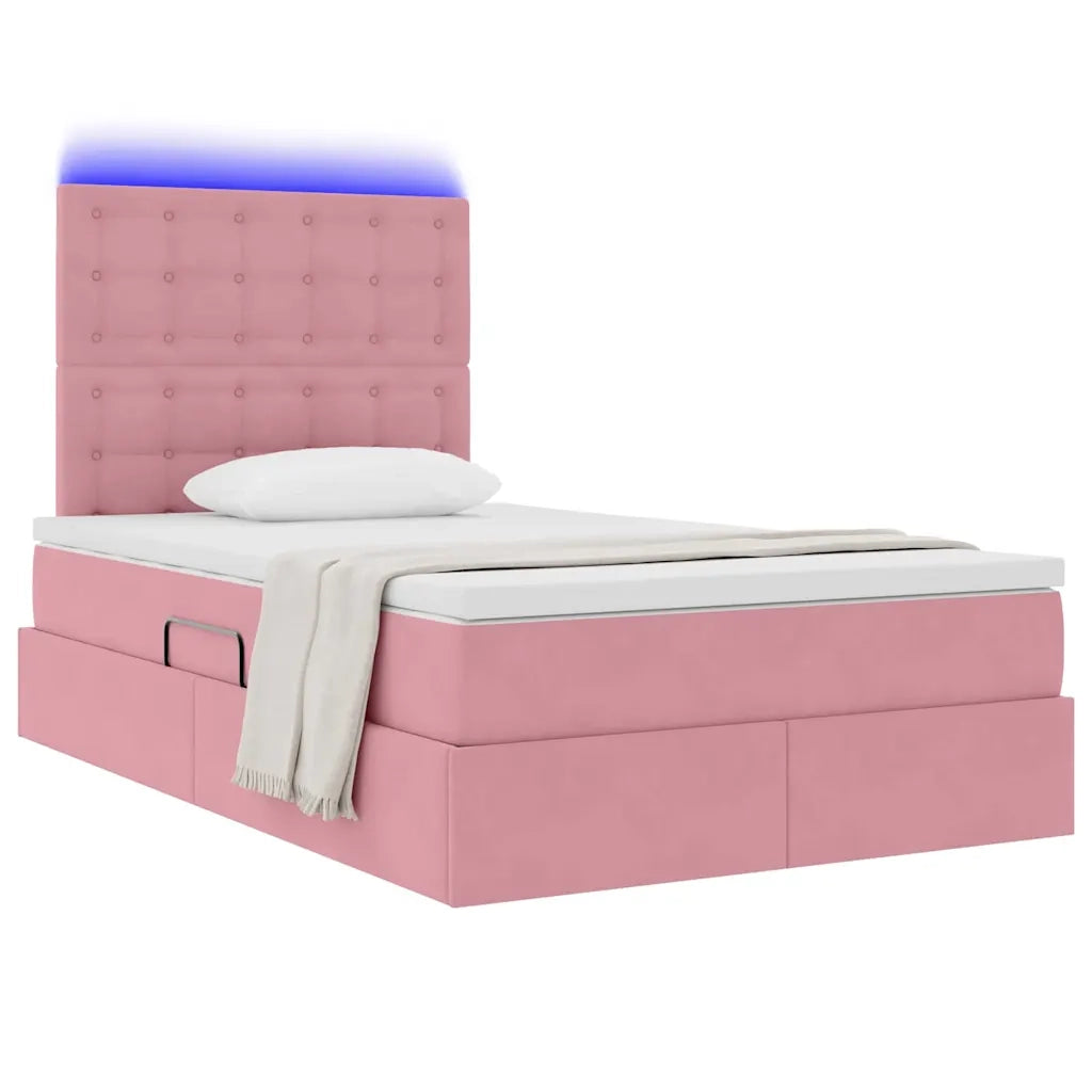 Letto con contenitore e LED con led Rosa 120 x 200 cm Velluto 3372782