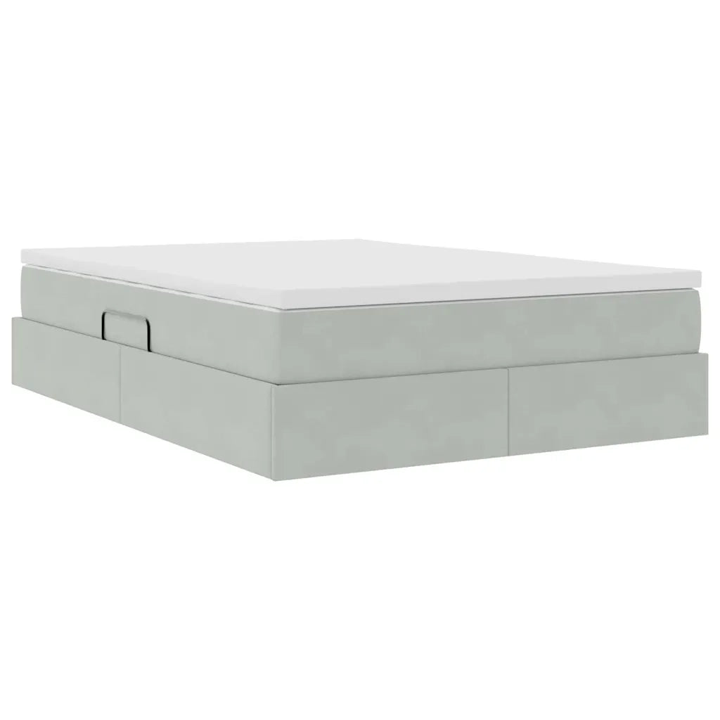 Letto con contenitore e materasso Grigio chiaro 140 x 200 cm