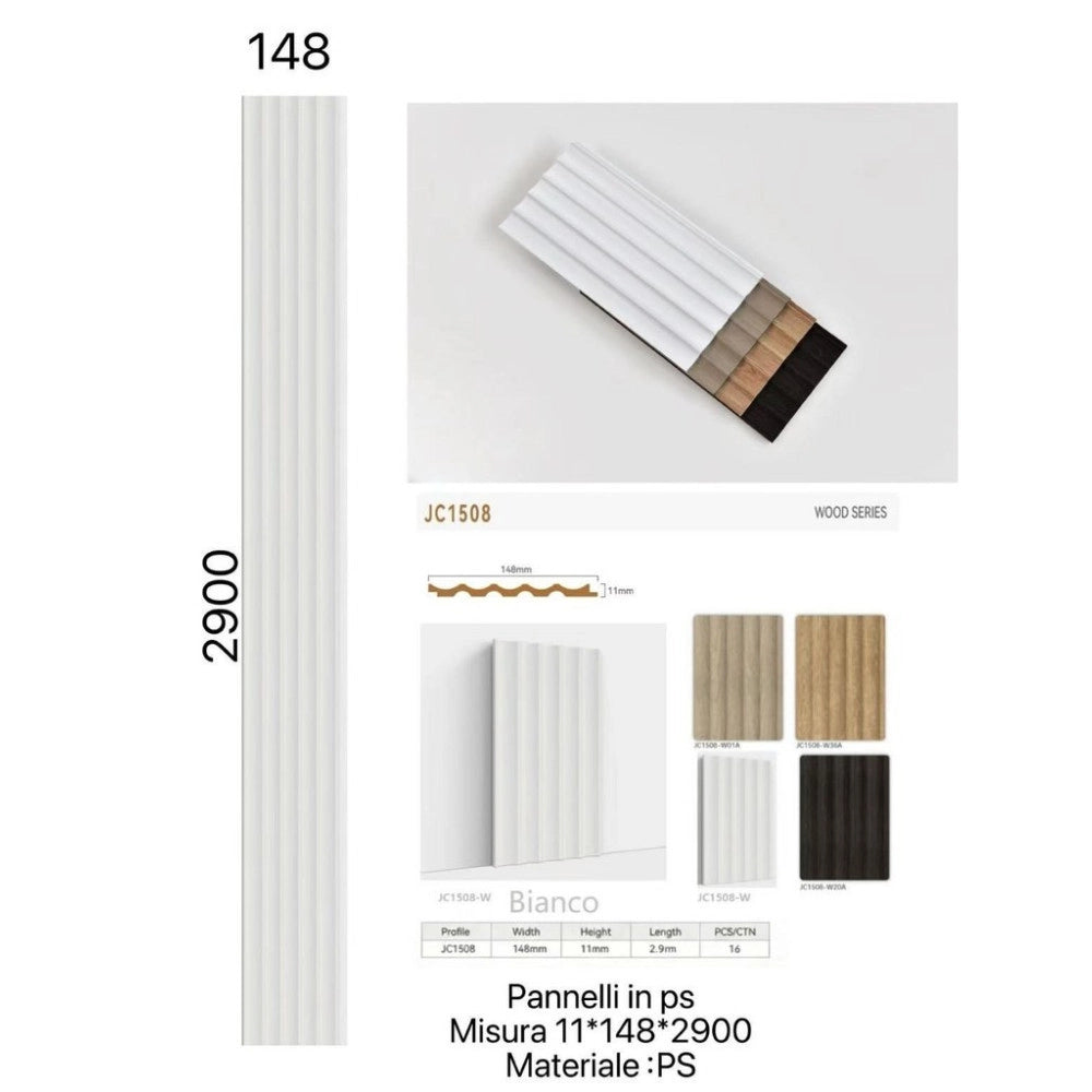 Trade Shop - Pannello Decorativo 3d Bianco 148x290 Cm Effetto Ondulato Moderno In Ps -